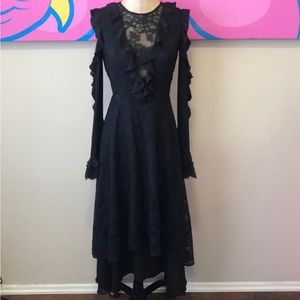 Three Floor Black Lace Cold Shoulder